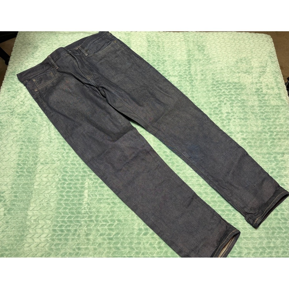 Uniqlo Mens Stretch Slim Straight Jeans Indigo Blue 36x32